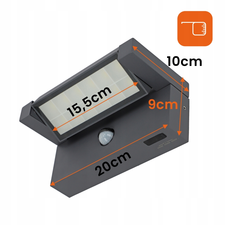 LED Venkovní nástěnné svítidlo se senzorem pohybu a soumraku LED/25W/230V 3000/4000/6500K IP54 černá