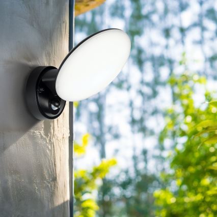 LED Venkovní nástěnné svítidlo se senzorem pohybu a soumraku OLAF LED/10W/230V IP44 černá