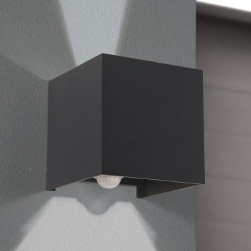 LED Venkovní nástěnné svítidlo se senzorem pohybu a soumraku CUBE-S LED/13W/230V IP54 antracit