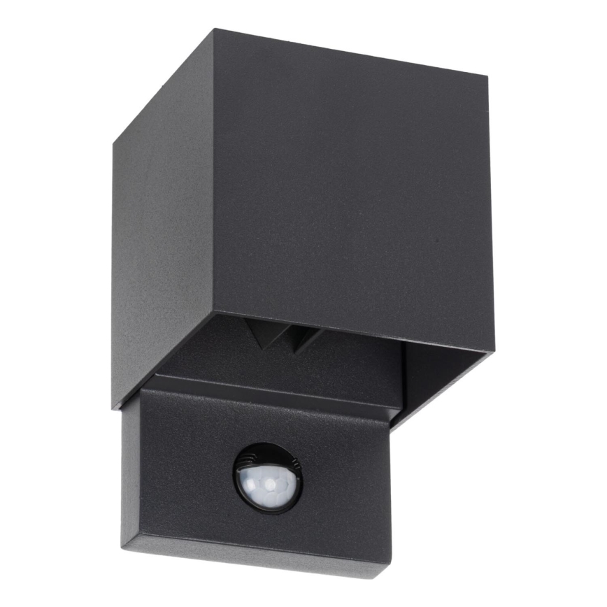 LED Venkovní nástěnné svítidlo se senzorem pohybu a soumraku REKA LED/7W/230V IP54 antracit hranatý