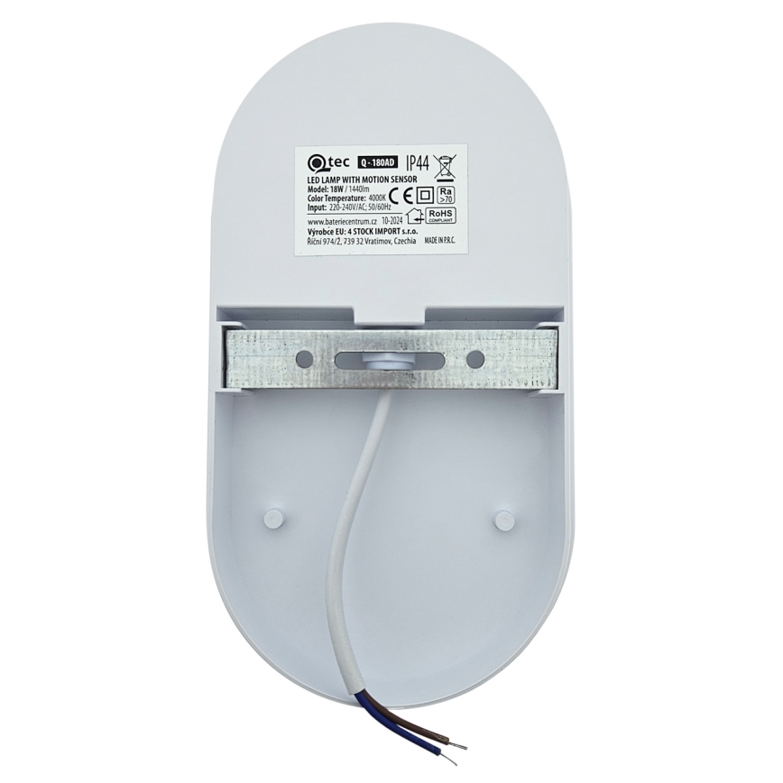 LED Venkovní nástěnné svítidlo se senzorem pohybu LED/18W/230V IP44 antracit