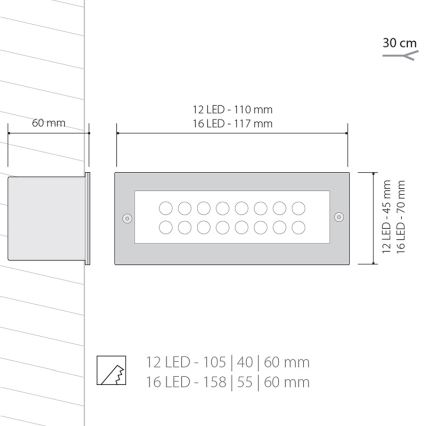 LED venkovní osvětlení 1x12LED/1W/230V IP54