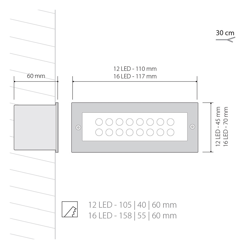 LED venkovní osvětlení 1x12LED/1W/230V