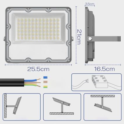 LED Venkovní reflektor LED/100W/230V 4500K IP65 šedá