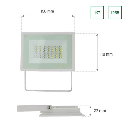 LED Venkovní reflektor NOCTIS LUX 3 LED/30W/230V 3000K IP65 bílá