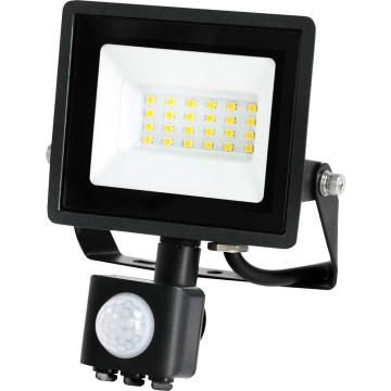 LED Venkovní reflektor se senzorem LED/20W/230V IP44 6500K černá