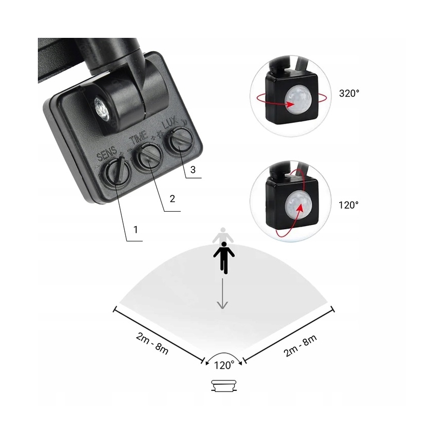 LED Venkovní reflektor se senzorem LED/30W/230V 4000K IP65 černá