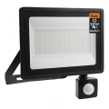 LED Venkovní reflektor se senzorem pohybu a soumraku LED/100W/230V 4500K IP65 černá