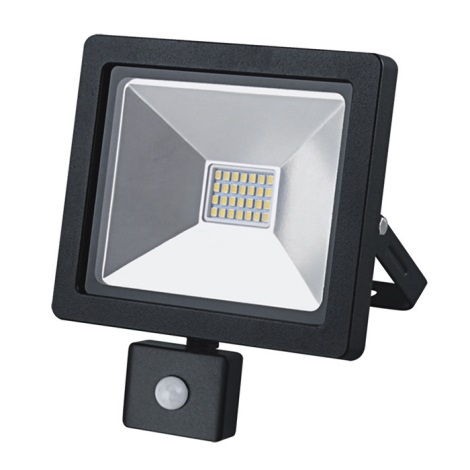 LED venkovní reflektor se senzorem SLIM LED/20W/230V černá IP44