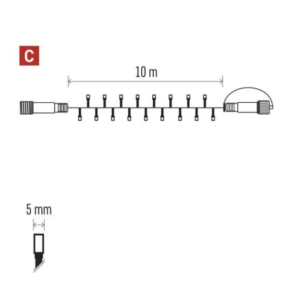 LED Venkovní  řetěz 100xLED/10m IP44 modrá