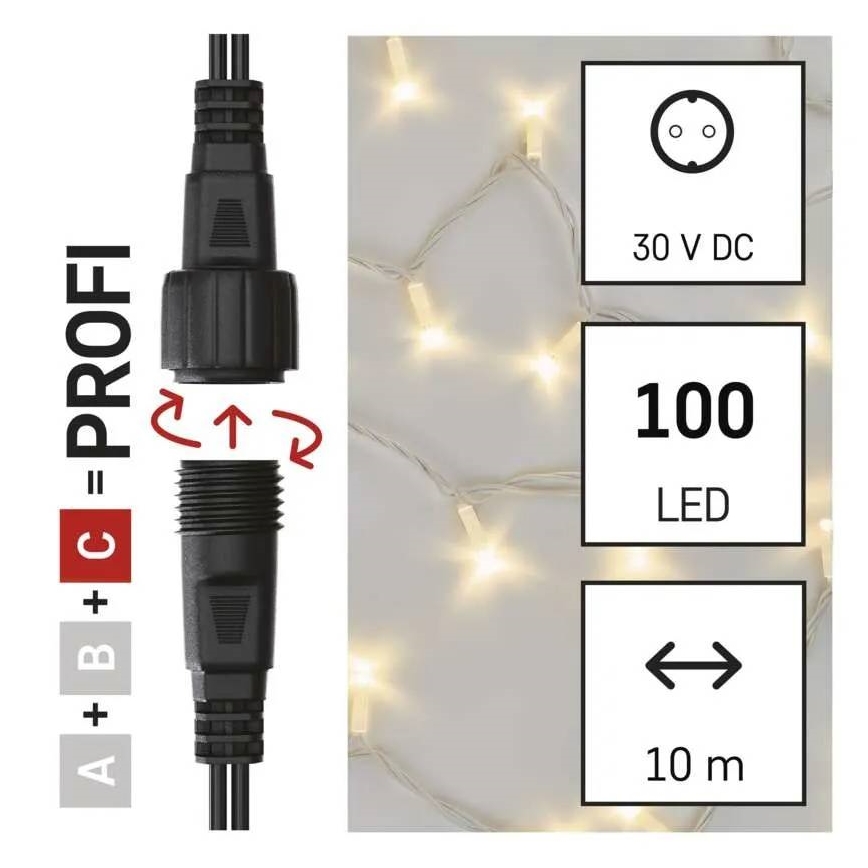 LED Venkovní řetěz 100xLED/10m IP44 teplá bílá