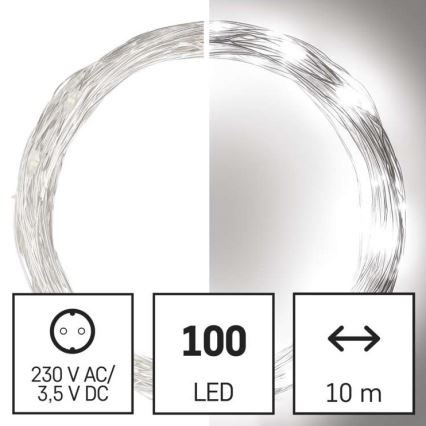 LED  venkovní řetěz 100xLED/15m IP44 studená bílá