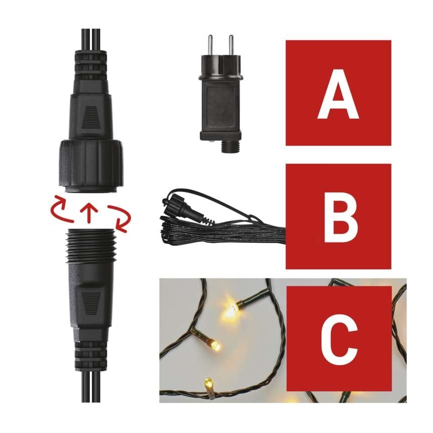 LED  venkovní řetěz 100xLED/15m IP44 teplá bílá