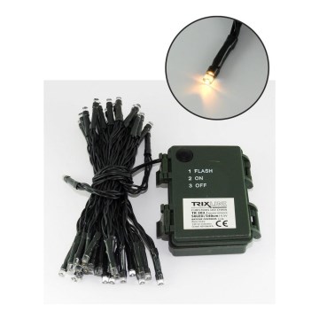 LED  venkovní řetěz 100xLED/2 funkce/3xAA 10,8m IP44 teplá bílá