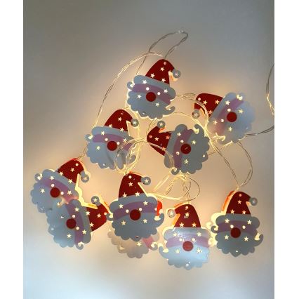 LED  venkovní řetěz 10xLED/2xAA 1,65 m IP44 teplá bílá santa