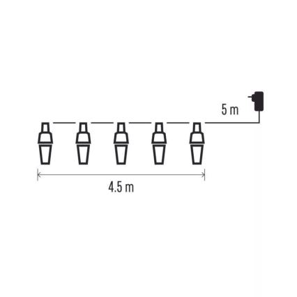 LED  venkovní řetěz 10xLED/9,5 m IP44 studená bílá