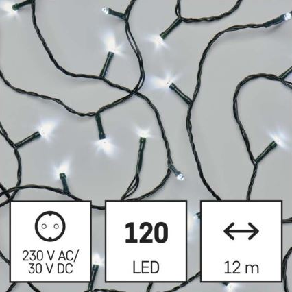 LED  venkovní řetěz 120xLED/17m IP44 studená bílá