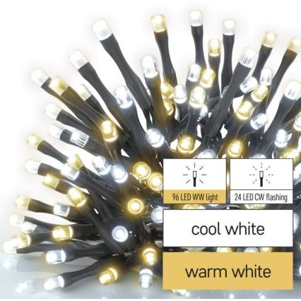 LED  venkovní řetěz 120xLED/2 funkce 17m IP44 teplá/studená bílá