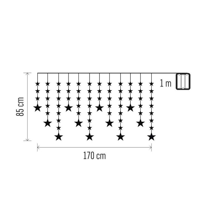 LED Venkovní řetěz 120xLED/8 funkcí 3xAA 1,7 m IP44 studená bílá