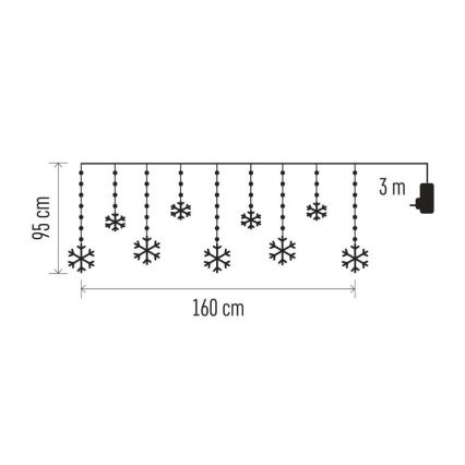 LED Venkovní řetěz 131xLED/1,6m IP44 studená bílá