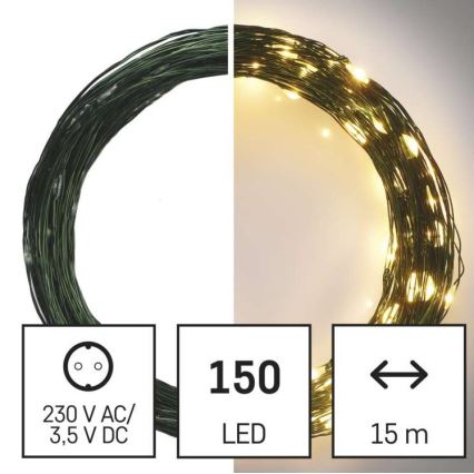 LED  venkovní řetěz 150xLED/20m IP44 teplá bílá