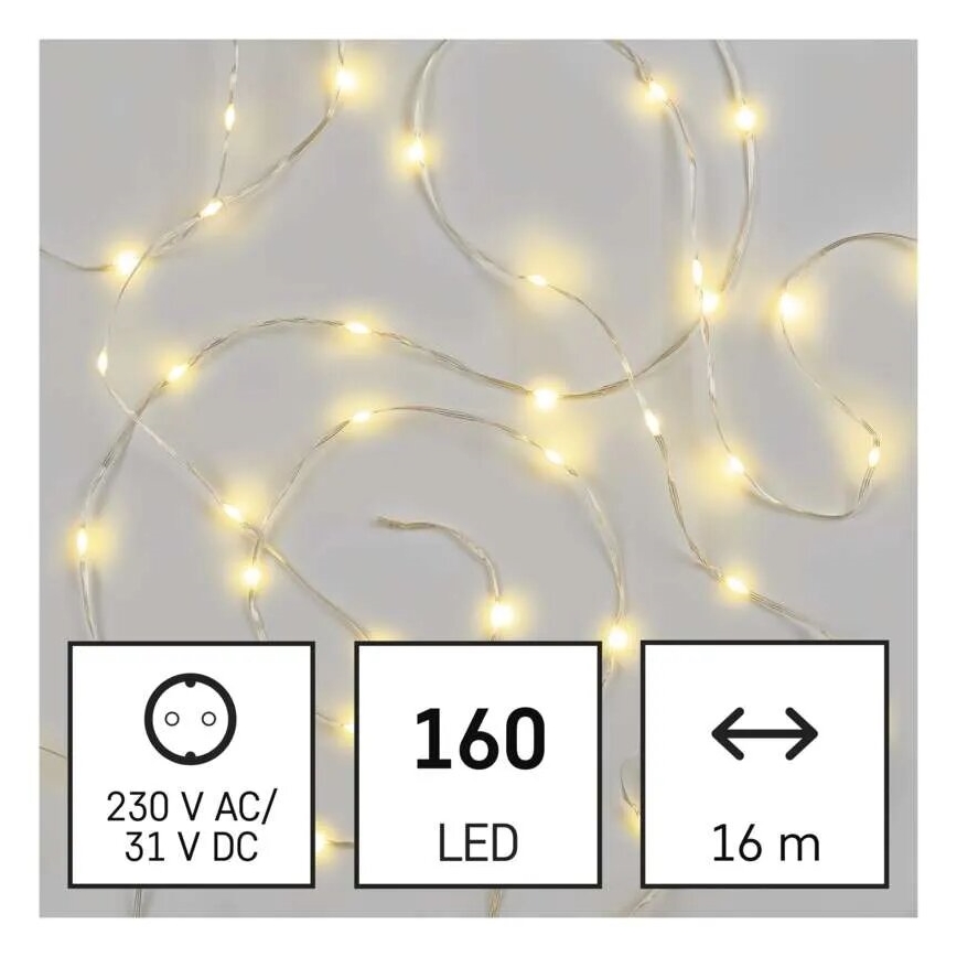 LED Venkovní  řetěz 160xLED/21m IP44 teplá bílá