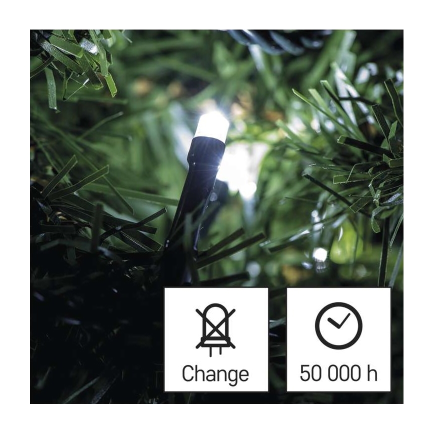 LED  venkovní řetěz 180xLED/8 módů 23m IP44 studená bílá