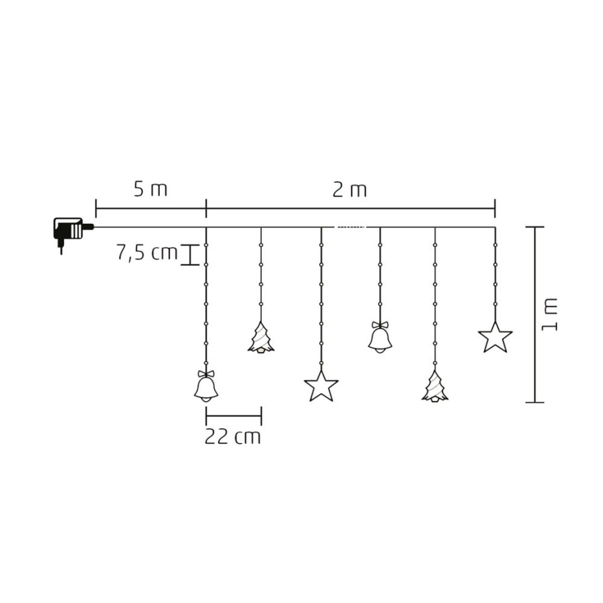 LED  venkovní řetěz 186xLED 7m IP44 studená bílá