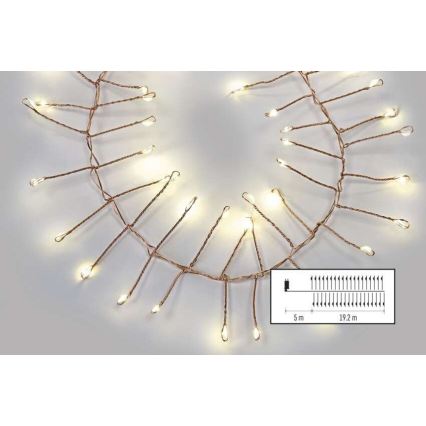 LED Venkovní řetěz 1920xLED/8 funkcí 19,2m IP44 teplá bílá
