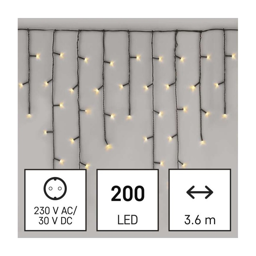 LED  venkovní řetěz 200xLED/8 módů 8,6m IP44 teplá bílá