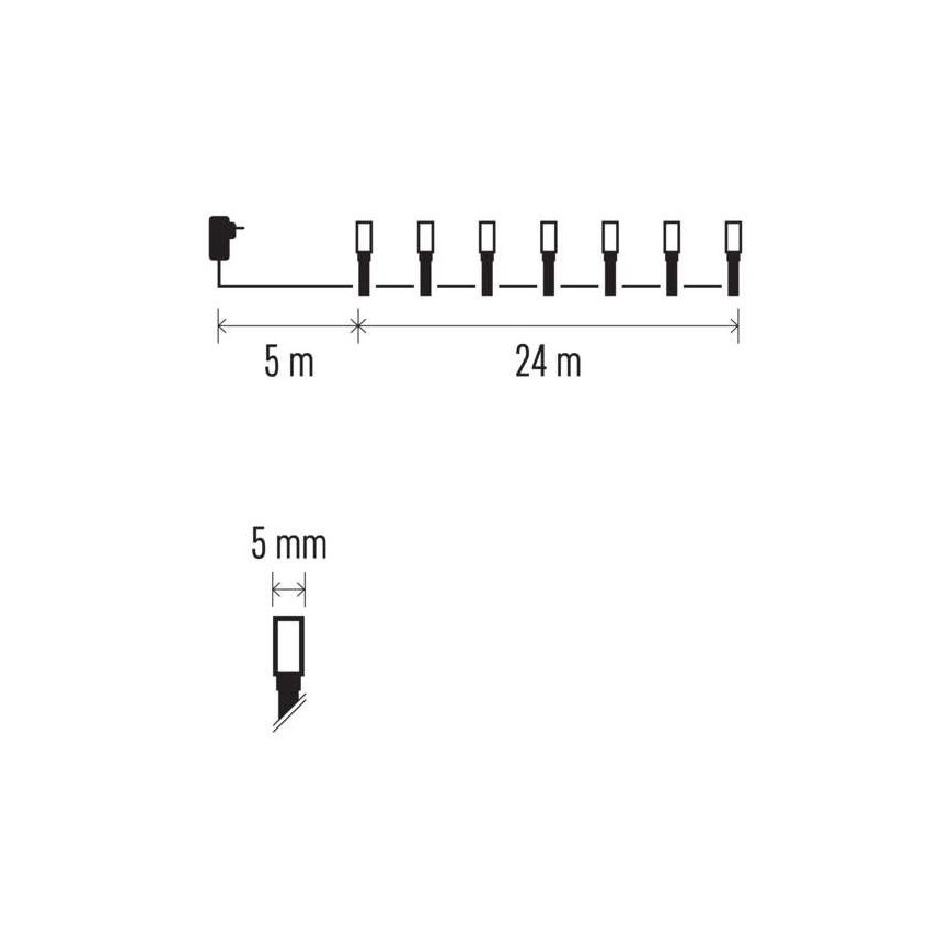 LED  venkovní řetěz 240xLED/8 módů 29m IP44 teplá bílá