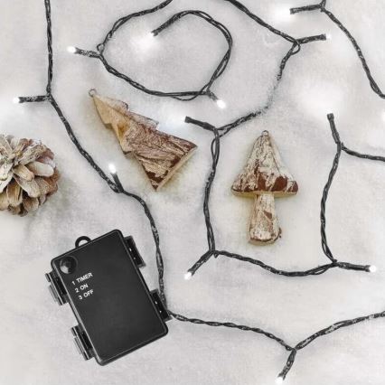 LED Venkovní  řetěz 40xLED/3xAA 3,3m IP44 studená bílá