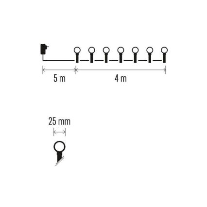 LED  venkovní řetěz 40xLED/9m IP44 multicolor