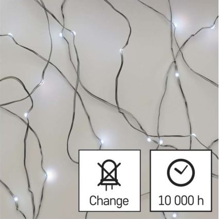 LED  venkovní řetěz 40xLED/9m IP44 studená bílá