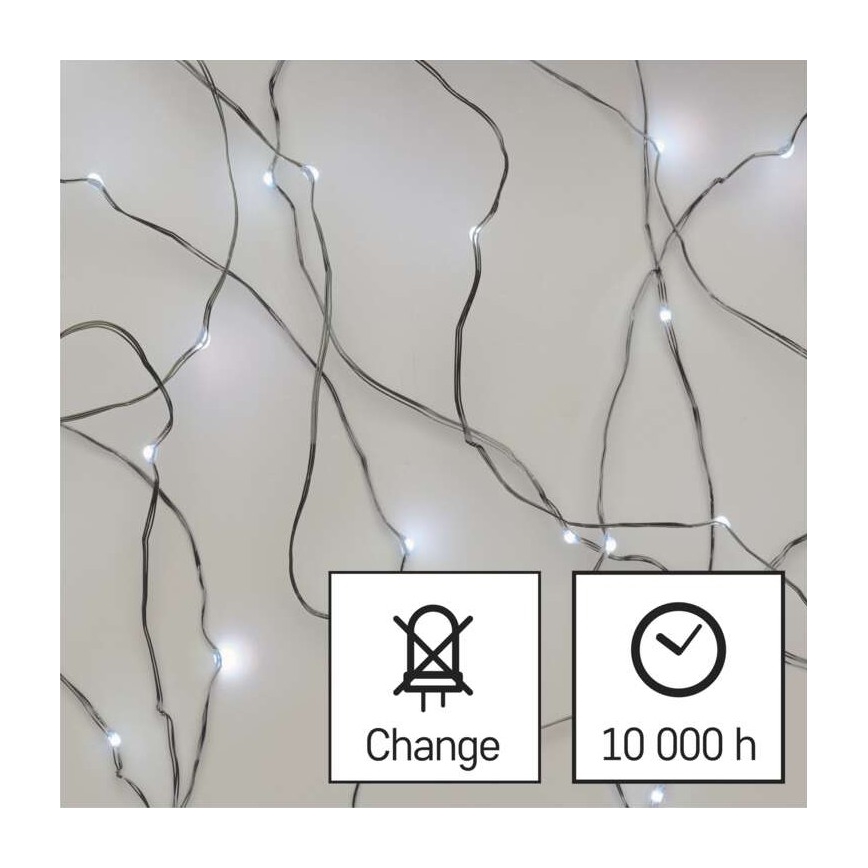 LED  venkovní řetěz 40xLED/9m IP44 studená bílá