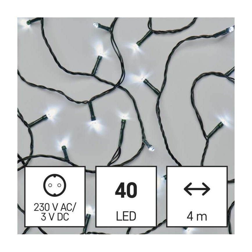 LED  venkovní řetěz 40xLED/9m IP44 studená bílá