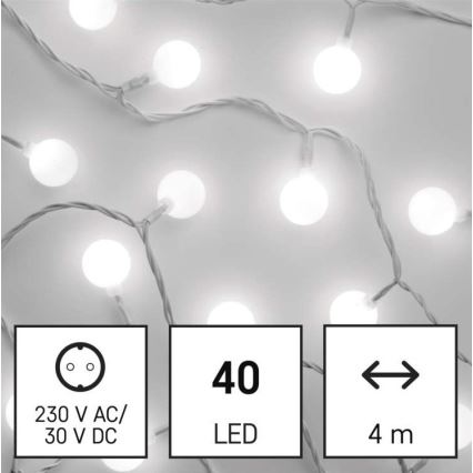 LED  venkovní řetěz 40xLED/9m IP44 studená bílá