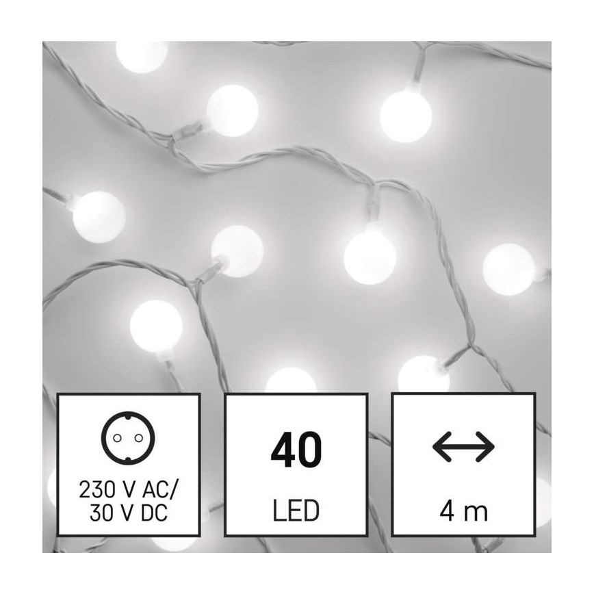 LED  venkovní řetěz 40xLED/9m IP44 studená bílá