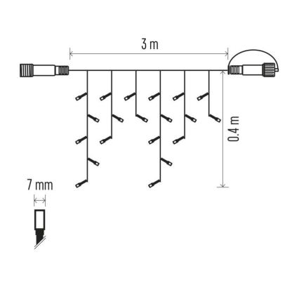 LED Venkovní řetěz 50xLED/3x0,4m IP44 studená bílá