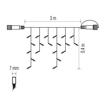 LED Venkovní řetěz 50xLED/3x0,4m IP44 studená/teplá bílá