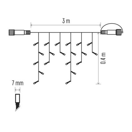 LED Venkovní řetěz 50xLED/3x0,4m IP44 teplá bílá