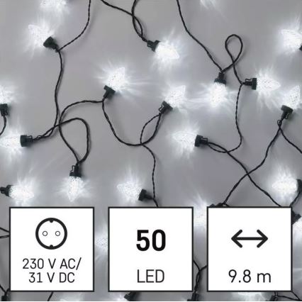 LED Venkovní  řetěz 50xLED/8 funkcí 14,8 m IP44 studená bílá