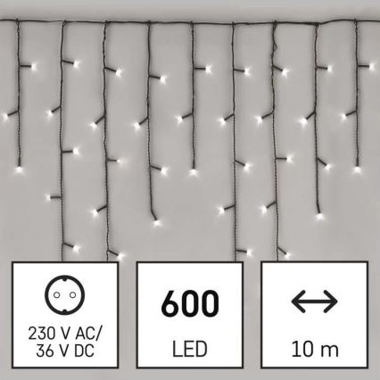 LED  venkovní řetěz 600xLED/8 módů 15m IP44 studená bílá