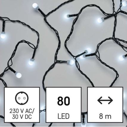 LED  venkovní řetěz 80xLED/13m IP44 studená bílá