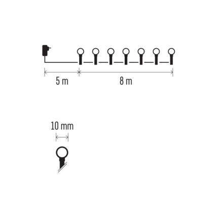 LED  venkovní řetěz 80xLED/13m IP44 studená bílá