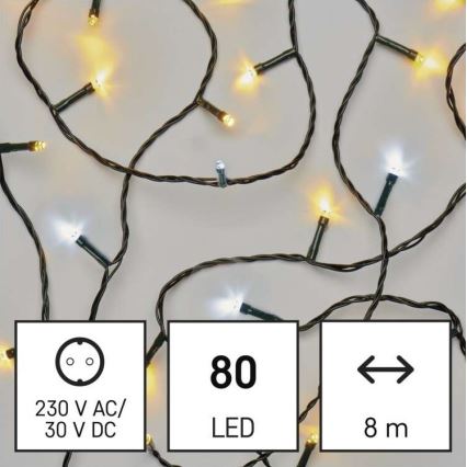 LED  venkovní řetěz 80xLED/2 funkce 13m IP44 teplá/studená bílá