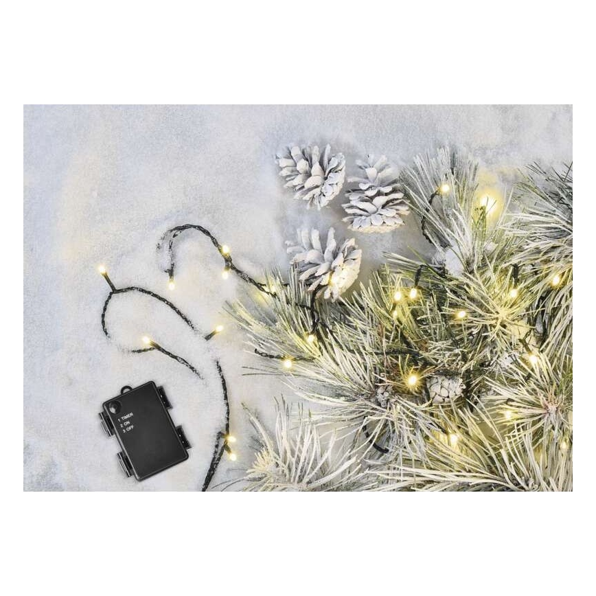 LED  venkovní řetěz 80xLED/3xAA 6,1m IP44 teplá bílá