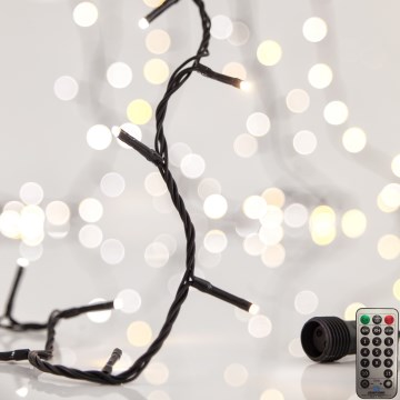 LED Venkovní  řetěz CLUSTER 200xLED/8 funkcí 2,1 m IP44 teplá bílá + dálkové ovládání