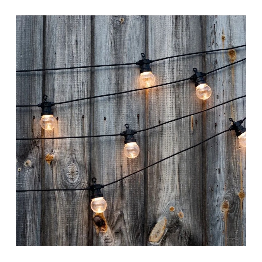 LED Venkovní řetěz STRING 5m 10xLED/0,4W/24/230V 3000K IP44