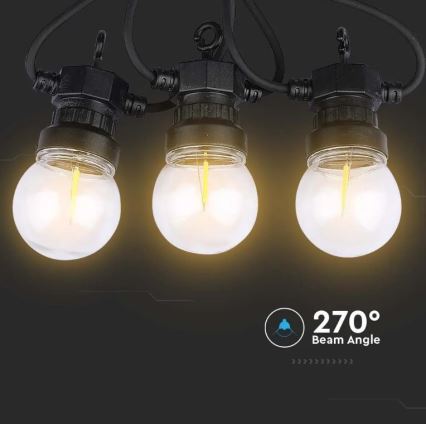 LED Venkovní řetěz STRING 5m 10xLED/0,4W/24/230V 3000K IP44